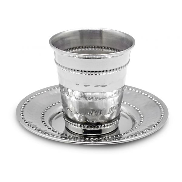 Stainless Steel Mini Kiddush Cup & Tray