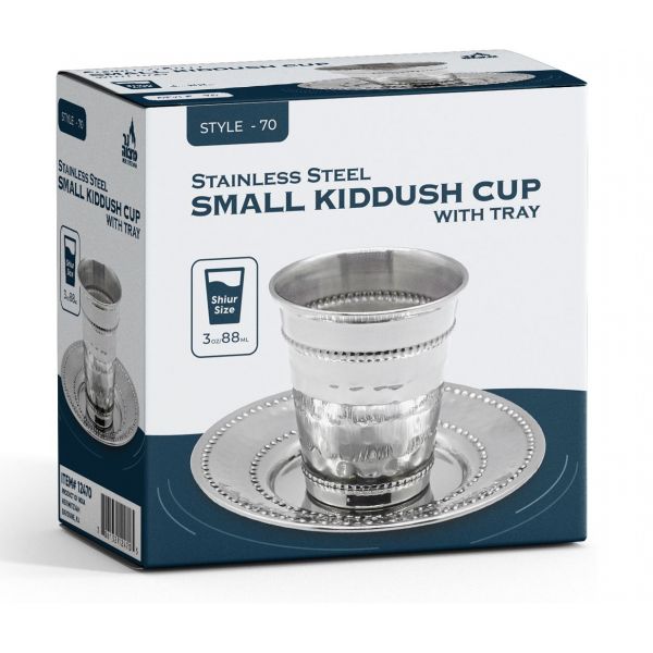 Stainless Steel Mini Kiddush Cup & Tray