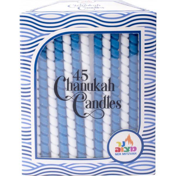 Blue and white spiral candles - 45pk.