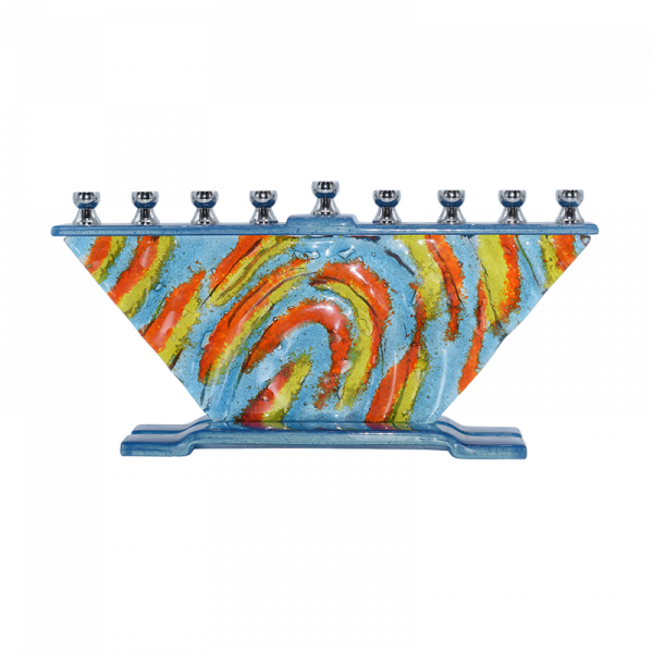 Hand Crafted Glass Menorah - Winds Of Inspiration