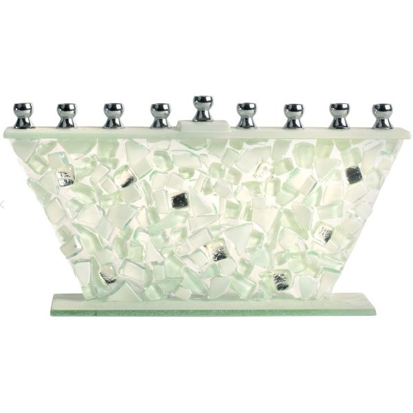 Hand Crafted Glass Menorah - Shattered Glass