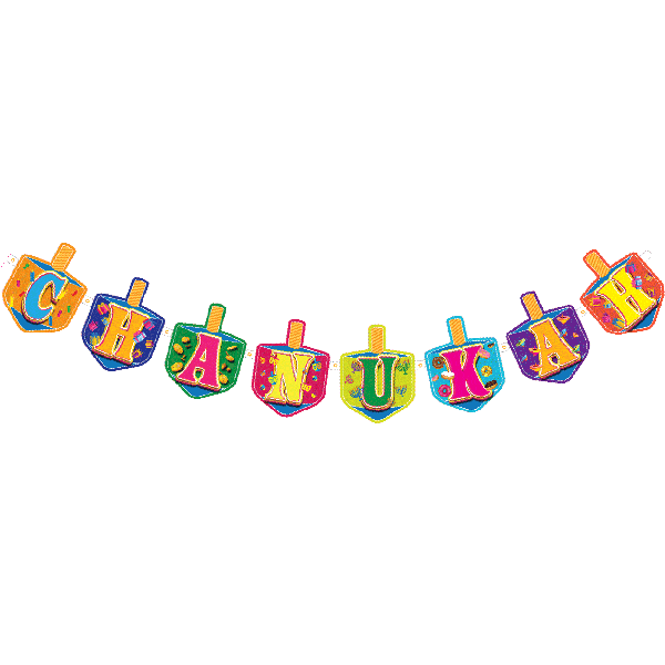 Happy Chanukah Banner - Dreidel shape