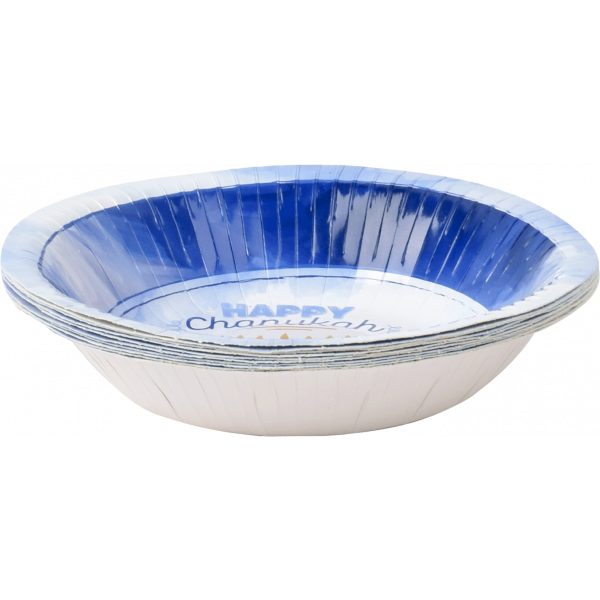 10pk Chanukah Soup Plates - Blue Design